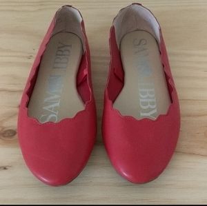 Sam & Libby Red Scalloped Edge Flats Size 10